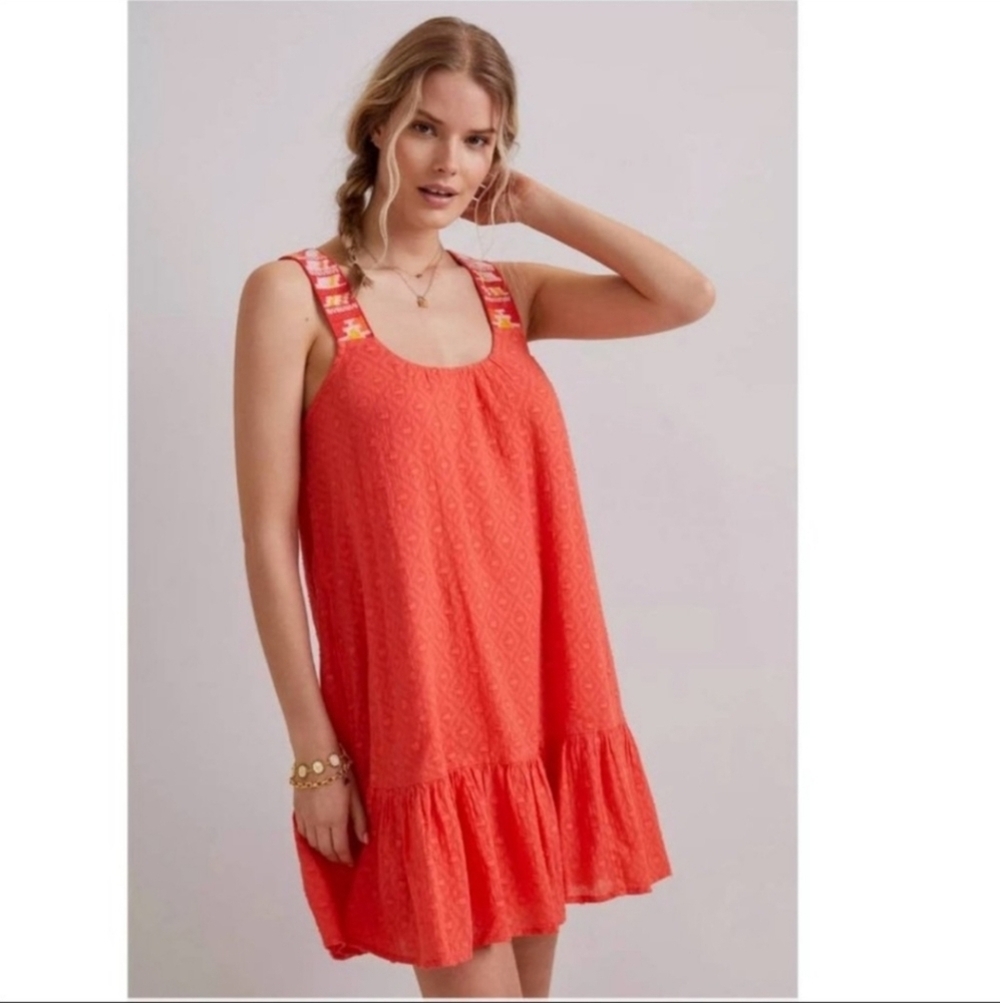 Anthropologie Embroidered Textured Mini Dress Size Small